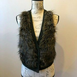 I Love H81 Brown Faux Fur Tweed Buttoned Vest